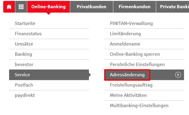 Adressänderung in der Sparkasse