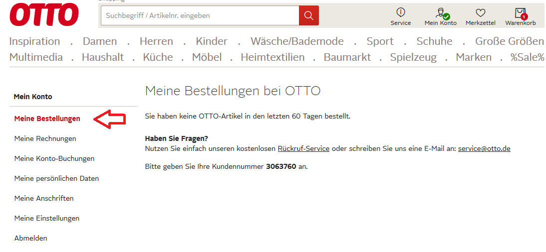 Bei Problemen wenden Sie sich an den Kundenservice