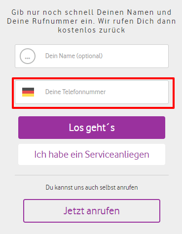 Geben Sie Ihre Telefonnummer ein
