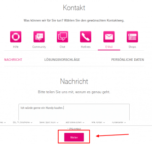 Telekom schreibe eine Nachricht