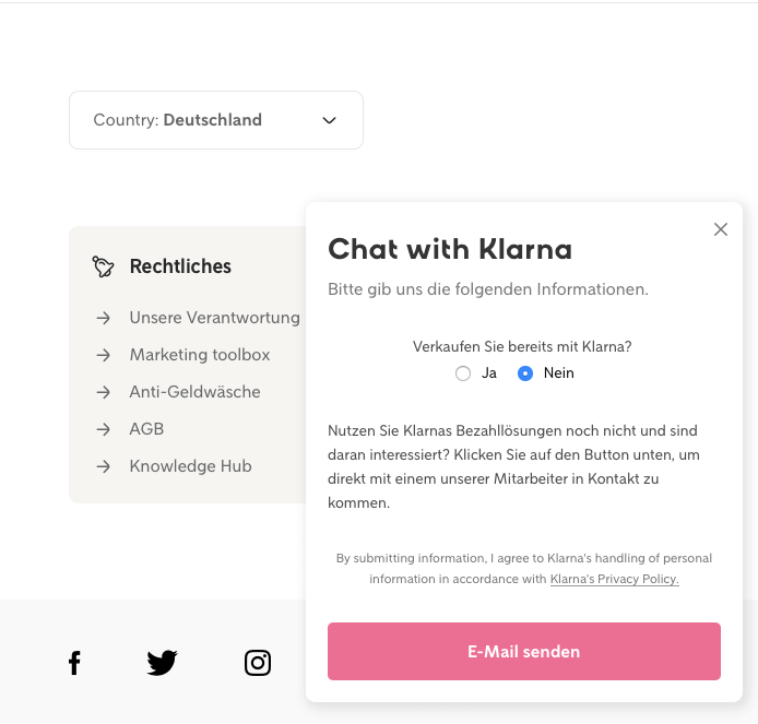 Er ist noch kein Vertreter von Klarna