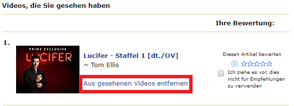 Video aus dem Verlauf entfernen