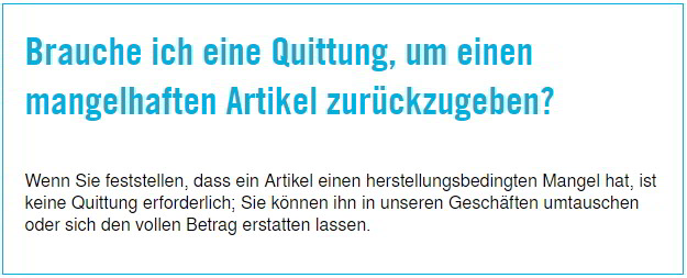 Kann es ohne Quittung / Rechnung / Quittung umgetauscht werden?