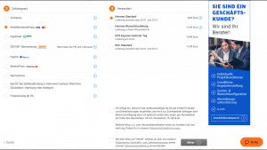 Wählen Sie die gewünschte Zahlungsmethode (Vorkasse, Kreditkarte, Paydirekt, Sofortüberweisung, PayPal, MasterPass, Nachnahme, Barzahlung (Kassenbon) und Finanzierung stehen zur Verfügung.