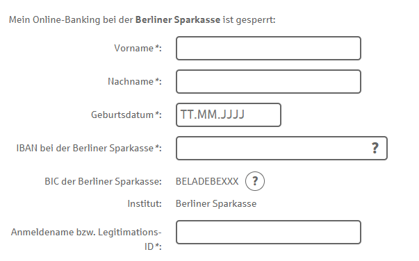 Füllen Sie das neue Start-PIN-Formular aus