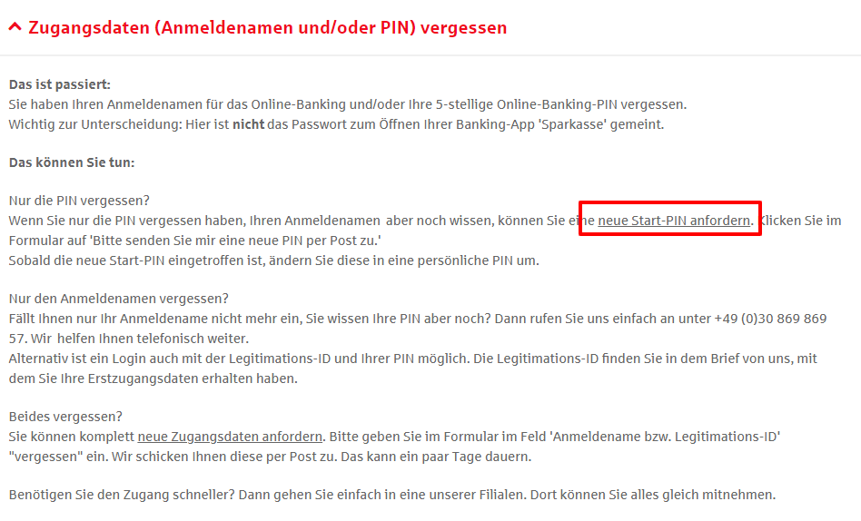 Holen Sie sich eine neue Start-PIN