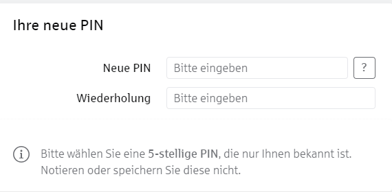 Geben Sie Ihre neue PIN in der Sparkasse ein