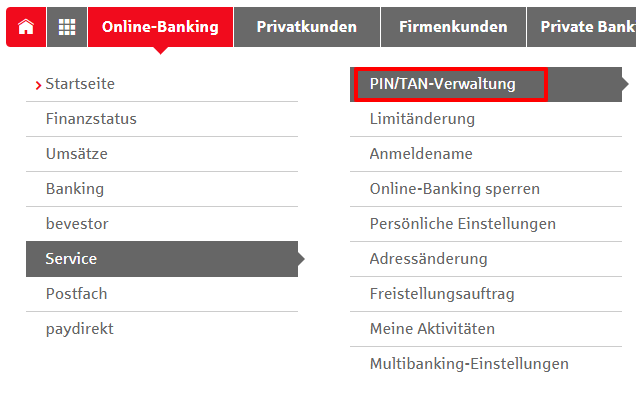 Im Electronic Banking eine neue PIN anfordern