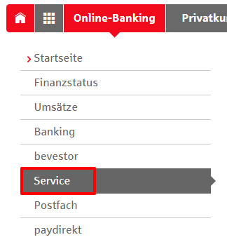 Klicken Sie auf Service