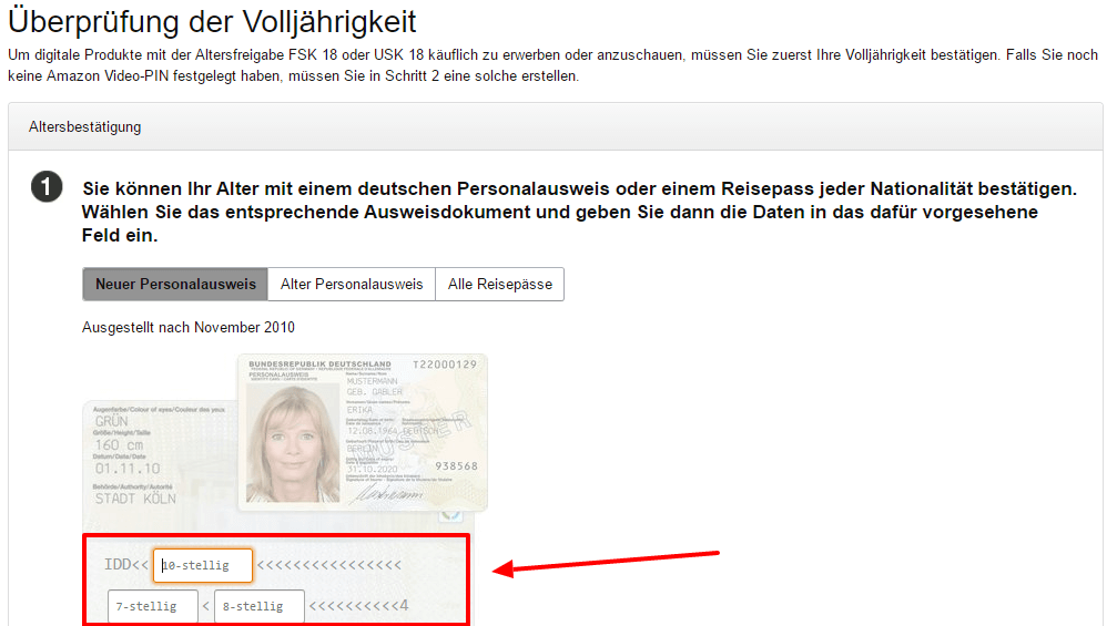 Geben Sie die Amazon-ID-Nummer ein