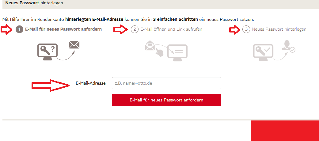 Sie können Ihr Passwort durch die Login-E-Mail-Adresse ersetzen