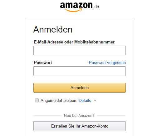 Amazon Anmelden nach Abmelden