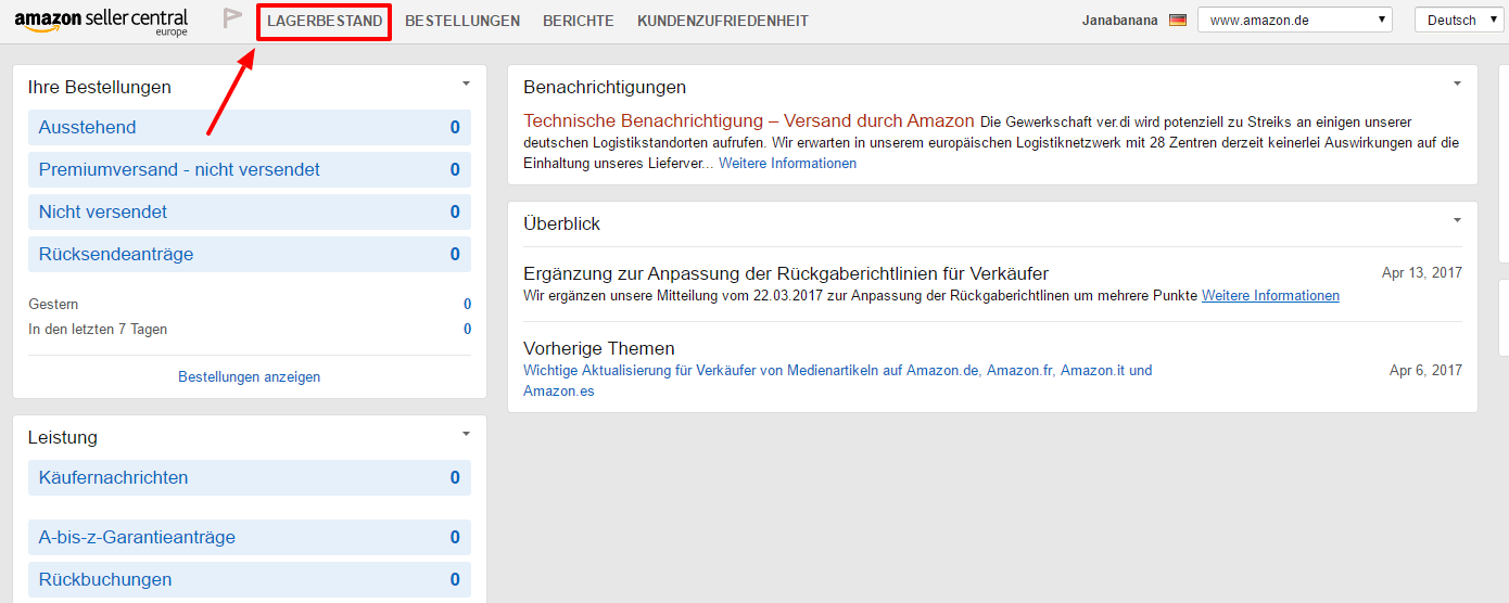 Amazon-Verkäufer-Zentrallager