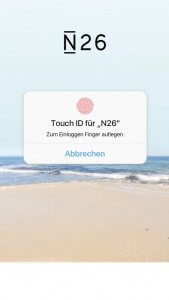 N26 Anwendungs-Touch-ID