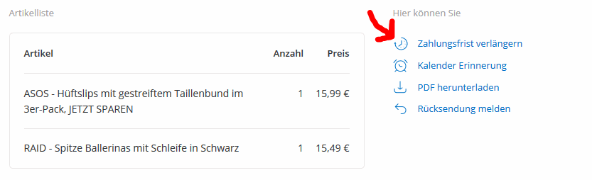 Verlängerung der Zahlungsfrist