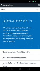 Datenschutzeinstellungen von Alexa.