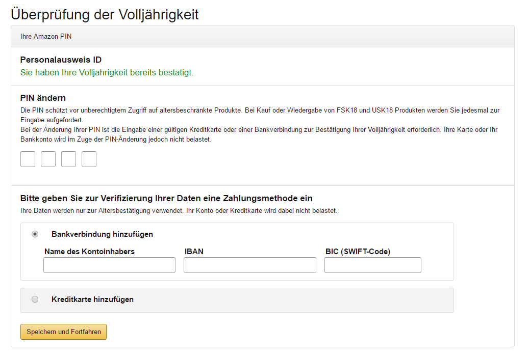 Altersüberprüfung bei Amazon