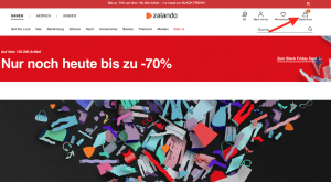 Wählen Sie den Warenkorb in Zalando