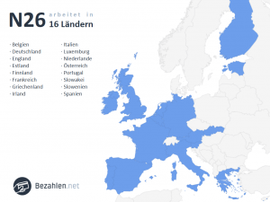 N26 ist in 16 europäischen Ländern vertreten