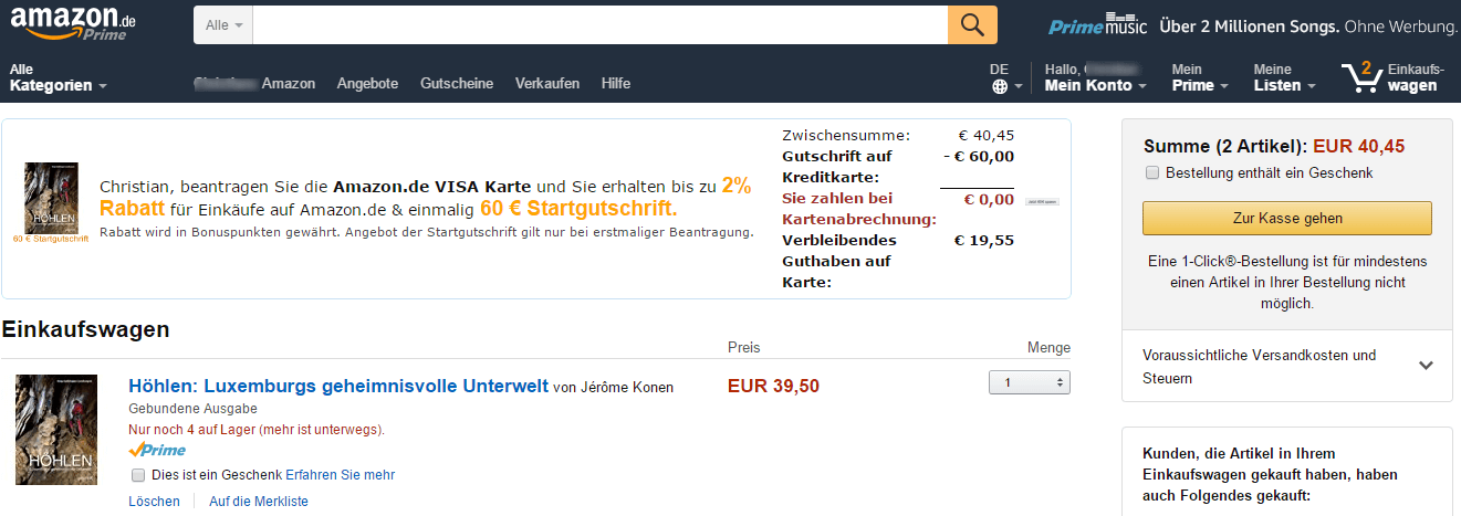 Gehen Sie zu Amazon, um einen Kauf abzuschließen