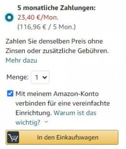 Möglichkeit der Ratenzahlung bei Amazon für Material