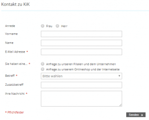 kik Kontaktformular