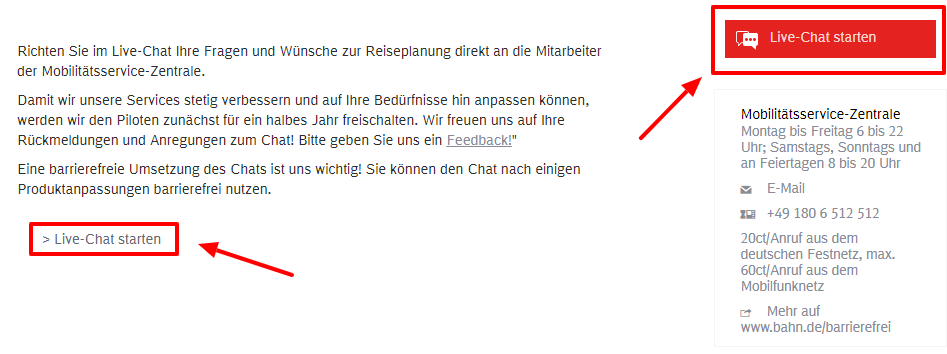 Live-Chat Deutsche Bahn