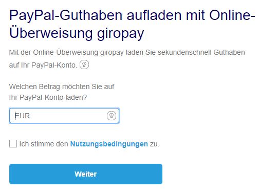 Verwenden Sie Giropay für PayPal-Aufladungen