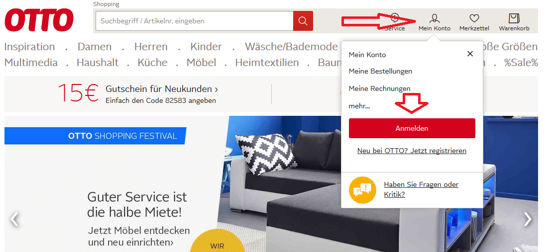 Bei OTTO können Sie Möbel bestellen