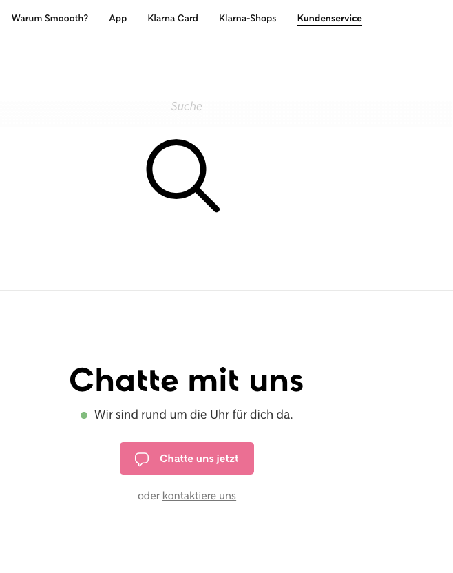 Kontaktieren Sie Klarna online