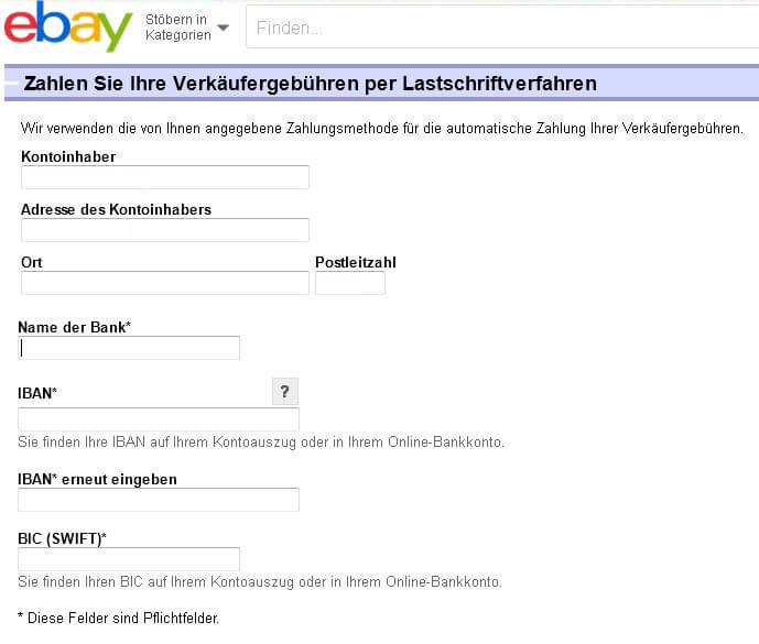 Lastschrift bei eBay