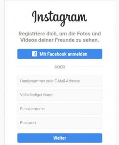 Melden Sie sich bei Instagram an